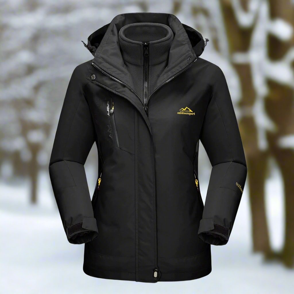 Women's Shell Jacket - Waterproof and Windproof - Insulated Lining - Detachable Hood - Adjustable Cuffs