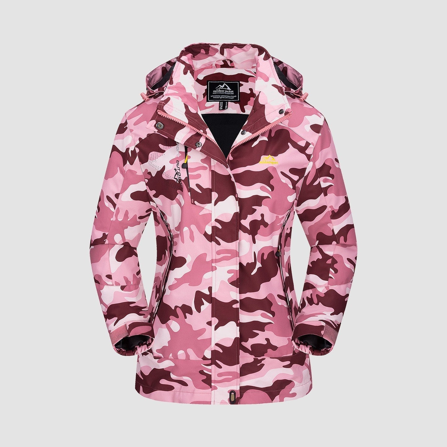 Women's Shell Jacket - Waterproof and Windproof - Insulated Lining - Detachable Hood - Adjustable Cuffs