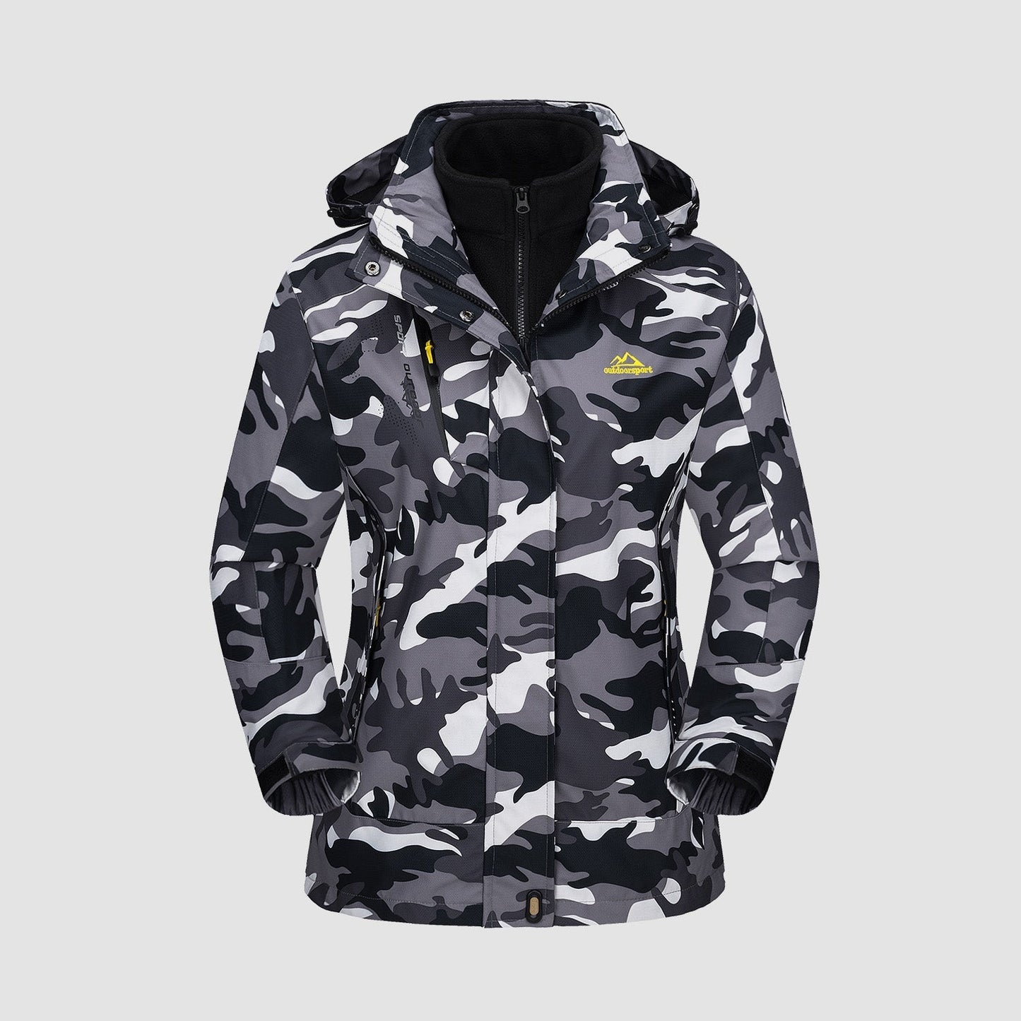 Women's Shell Jacket - Waterproof and Windproof - Insulated Lining - Detachable Hood - Adjustable Cuffs