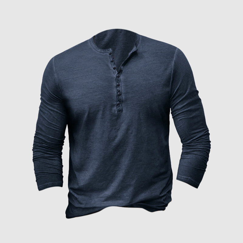 Men's Shirt Henley – Slim Fit – Soft Knit – Long Sleeves – Casual Everyday Use