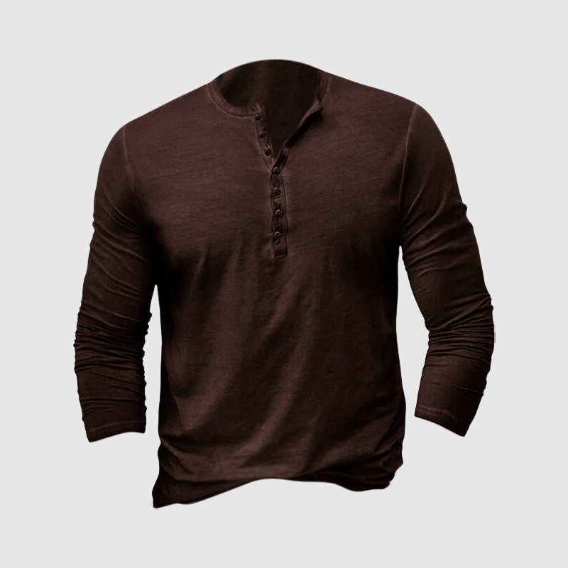 Men's Shirt Henley – Slim Fit – Soft Knit – Long Sleeves – Casual Everyday Use