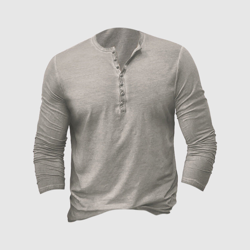Men's Shirt Henley – Slim Fit – Soft Knit – Long Sleeves – Casual Everyday Use