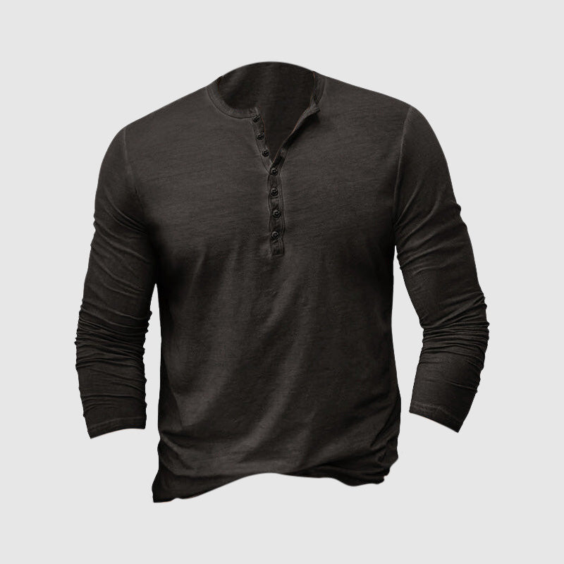 Men's Shirt Henley – Slim Fit – Soft Knit – Long Sleeves – Casual Everyday Use