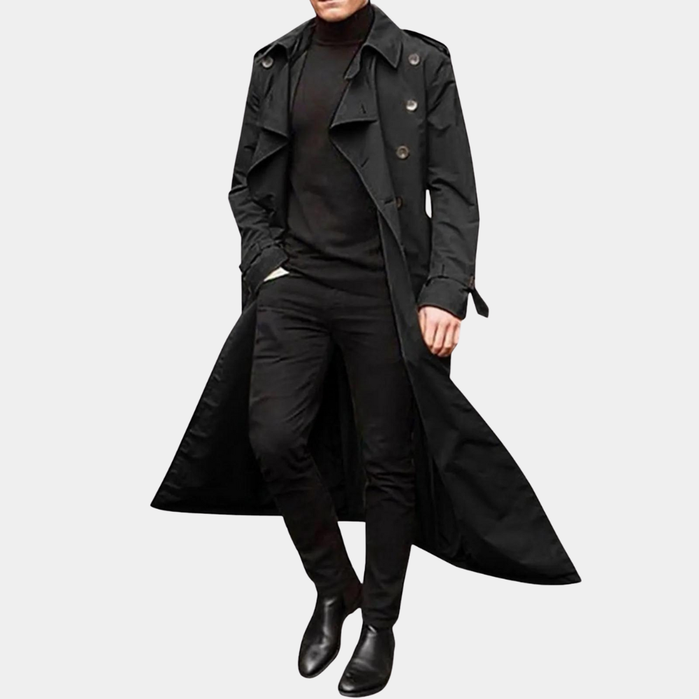Men's Trench Coat – Tailored Fit – Breathable Cotton – Double-Breasted Classic Design
