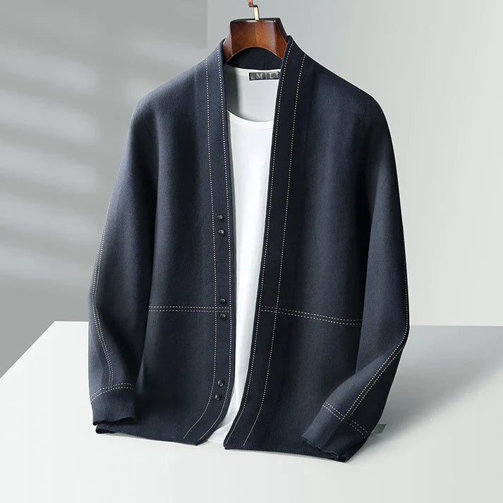 Men's Cardigan – Wool – Relaxed Fit – Button Closure – Soft Textured Layer Deluxe