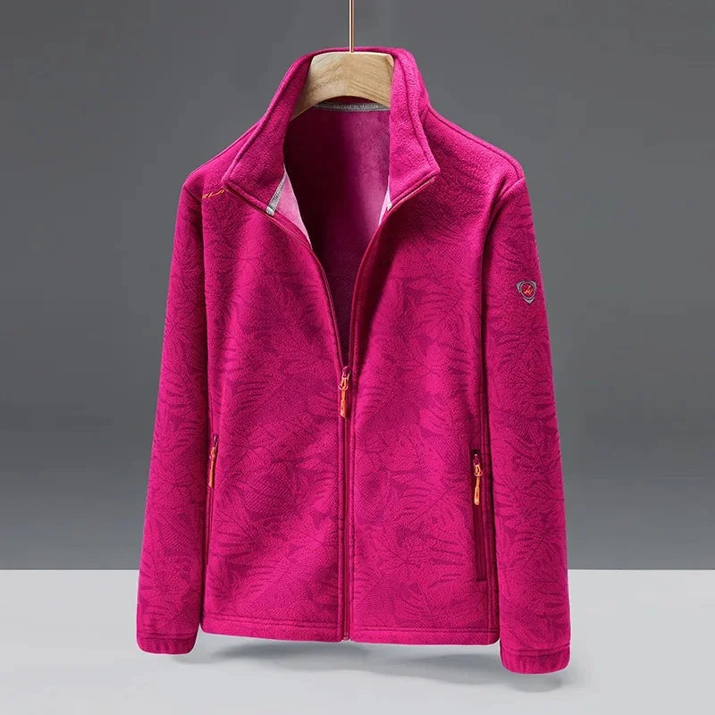 Men's fleece jacket – standard fit – high collar – zip pockets – soft texture