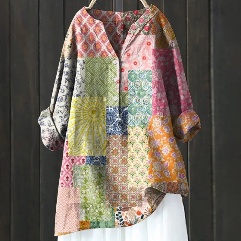 Women's blouse with long sleeves – Relaxed fit – Half button placket – Breathable fabric