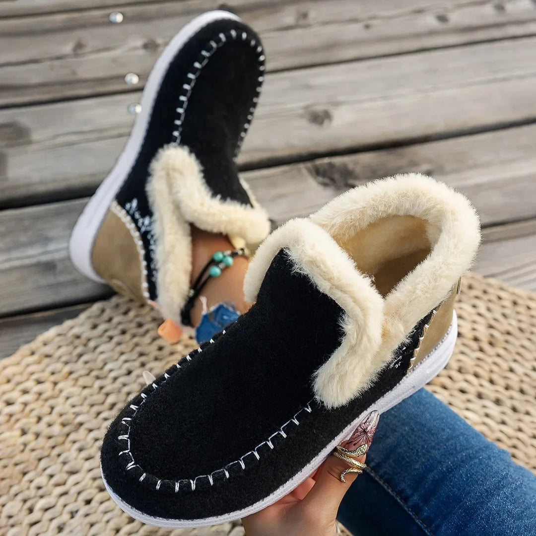 Women's Ankle Boots – Felt Structure – Faux Fur Lining – Relaxed Fit