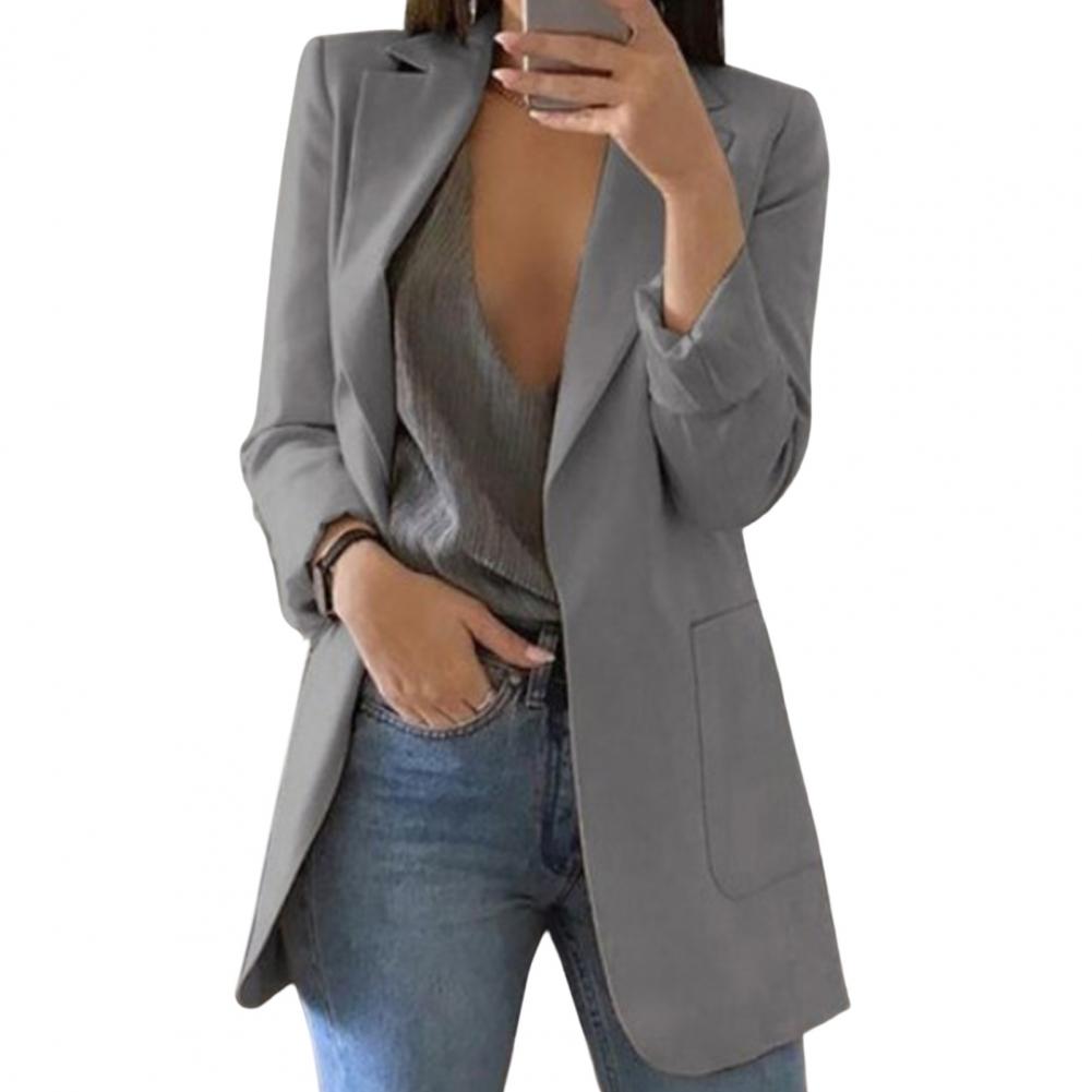 Women's Blazer – Tailored Fit – Hip Length – Large Pockets – Open Front