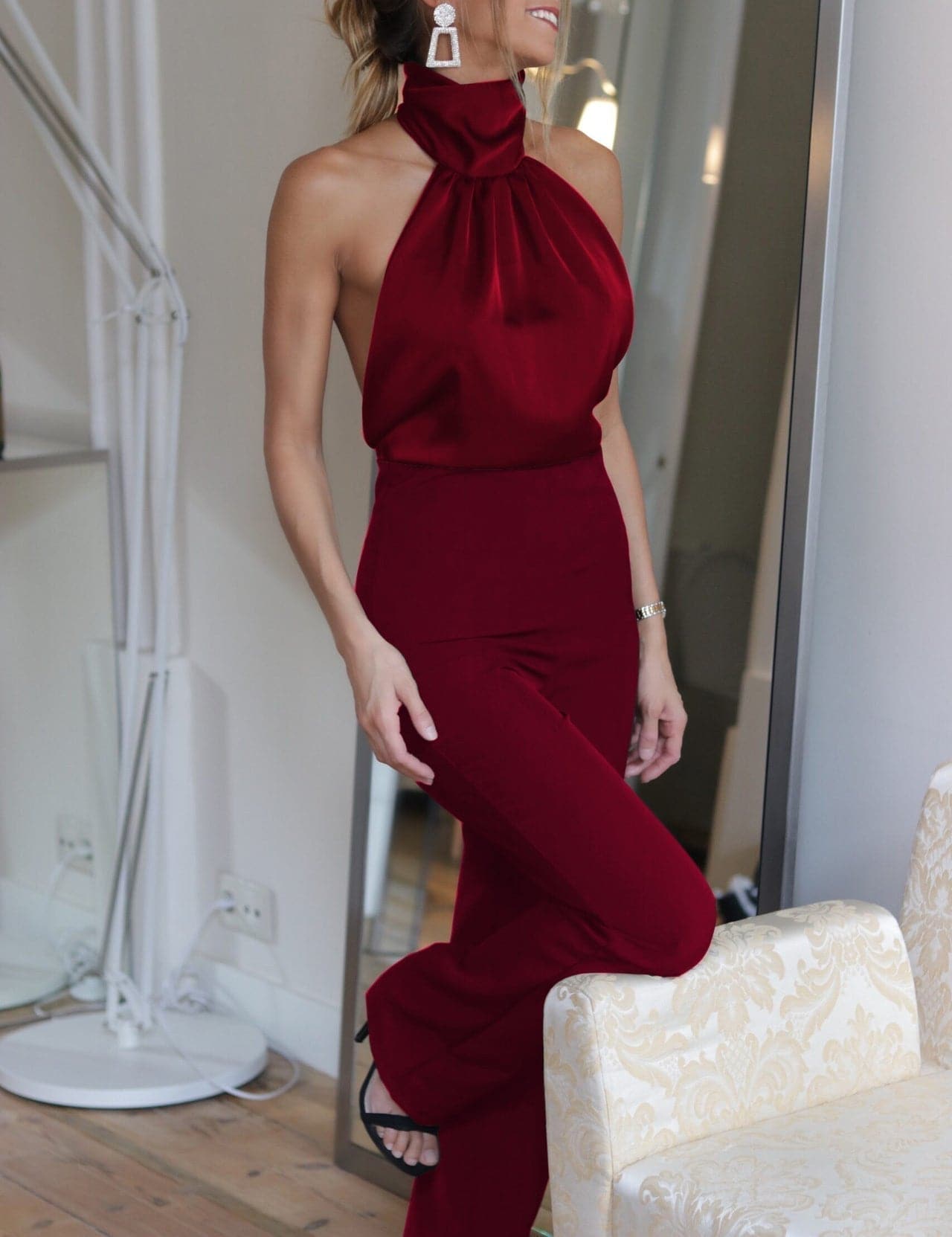 Women's Jumpsuit – Backless – Halterneck – Elegant Slim Fit – Party Outfit