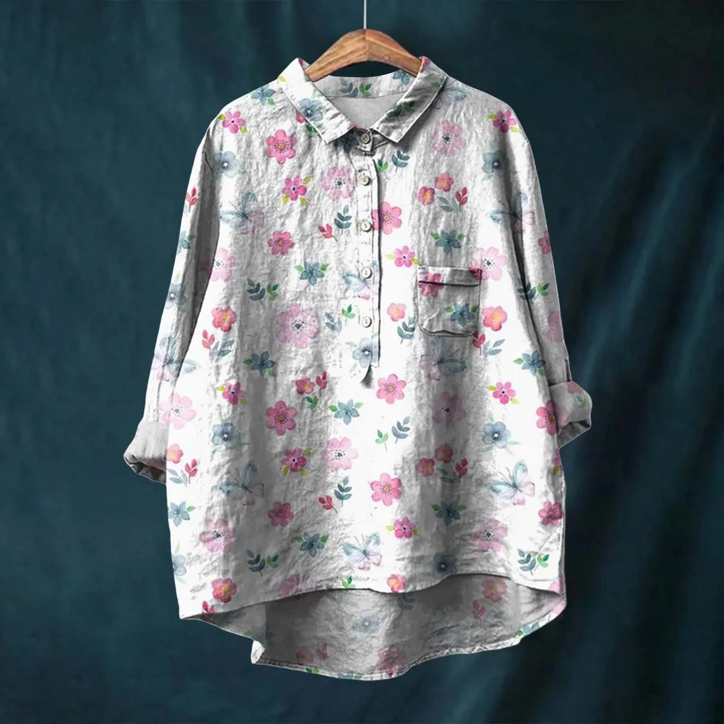 Women's Shirt – Oversized Fit – Breathable Fabric – Floral Print – Casual Style
