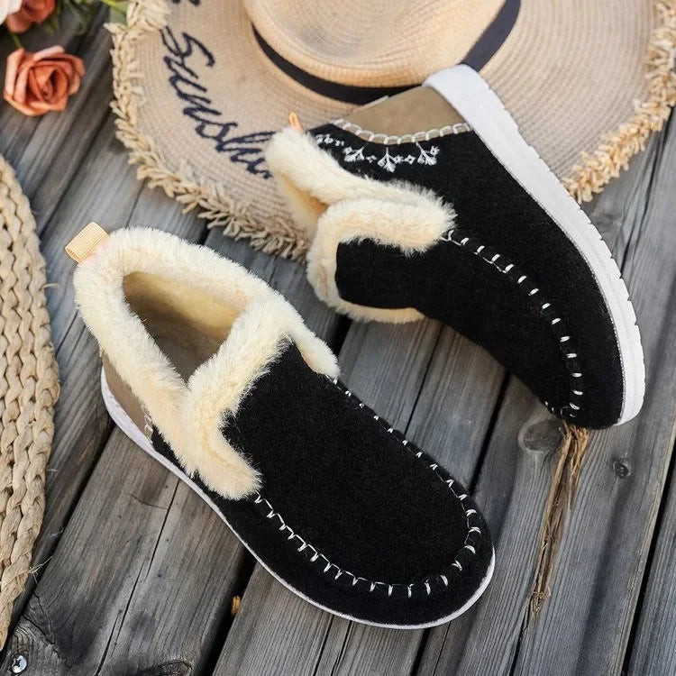 Women's Ankle Boots – Felt Structure – Faux Fur Lining – Relaxed Fit