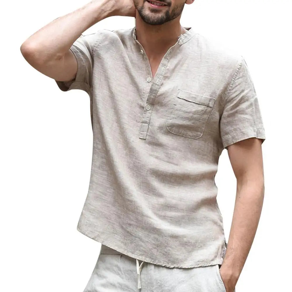 Men's T-shirt – Relaxed Fit – Natural Fibers – Short Sleeve – Chest Pocket