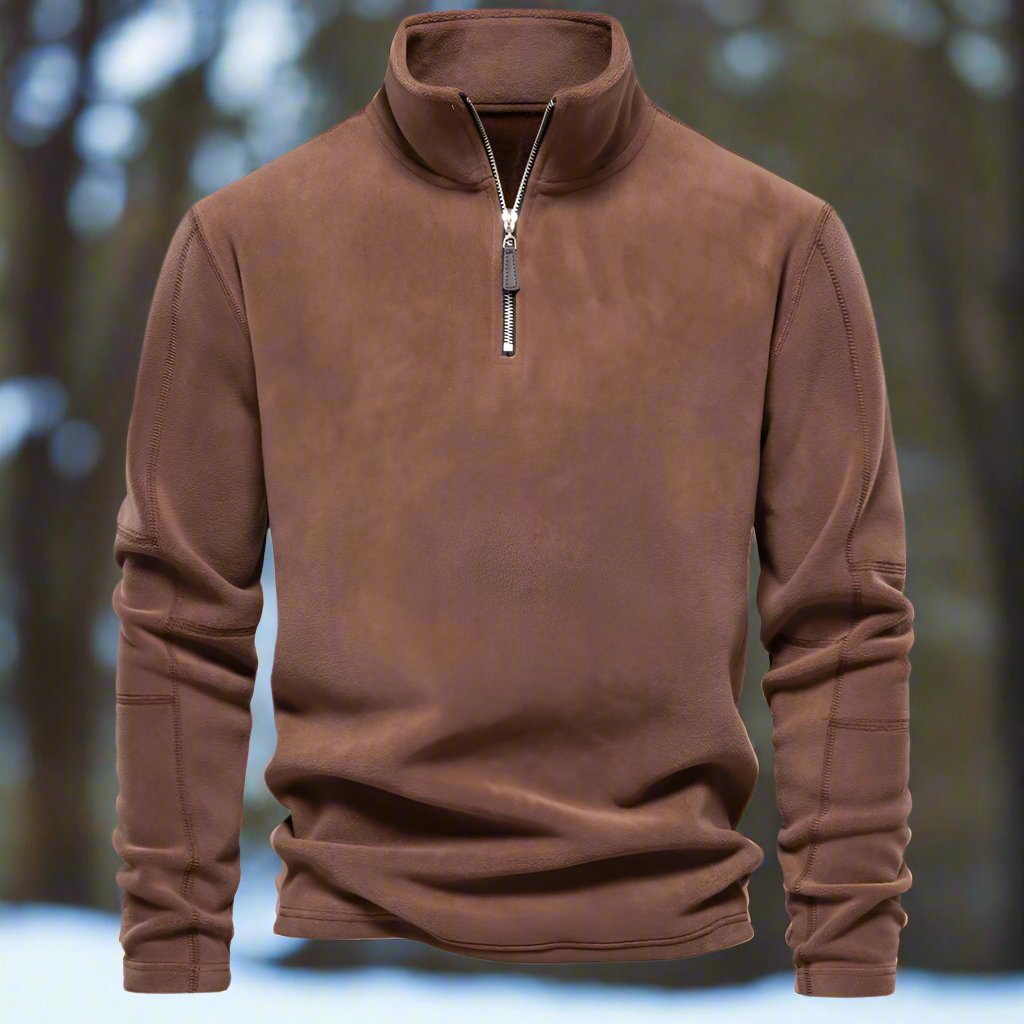 Men's Quarter-Zip Fleece Sweater – Soft and Warm – Long-Sleeved – Relaxed Fit