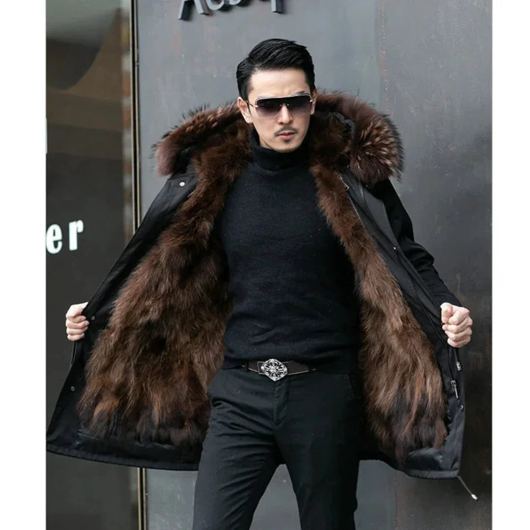 Men's Parka Jacket – Water-Repellent – Fur-Lined Hood – Spacious Fit – Long Model
