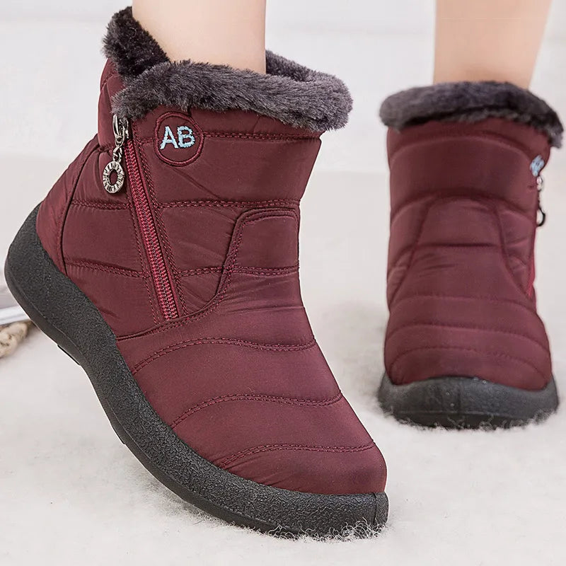 Women's Snow Boots – Mid-Calf – Water-Repellent – Fur-Lined – Zipper Closure