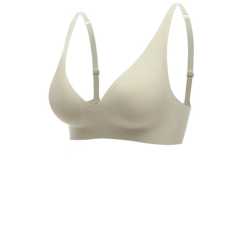 Women's Bra – Seamless V-neck – Wide Strap – Soft Breathable Blend – Removable Wire-free