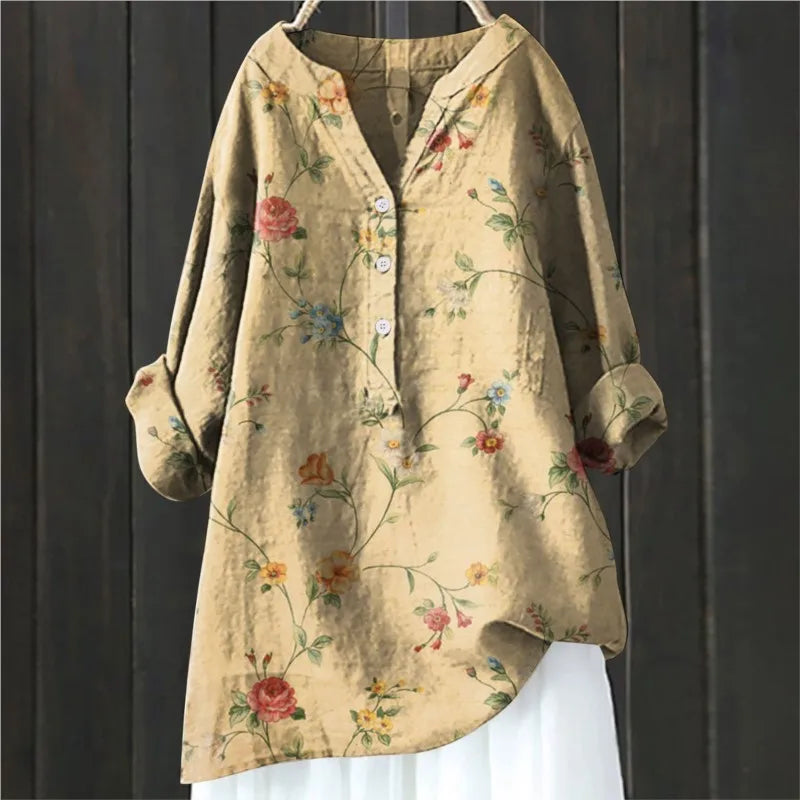 Women's blouse with long sleeves – Relaxed fit – Half button placket – Breathable fabric