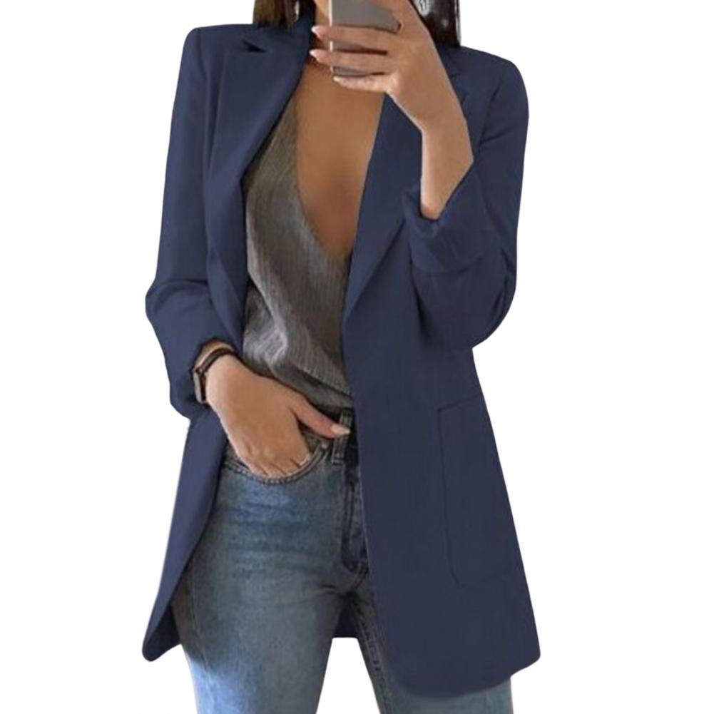 Women's Blazer – Tailored Fit – Hip Length – Large Pockets – Open Front