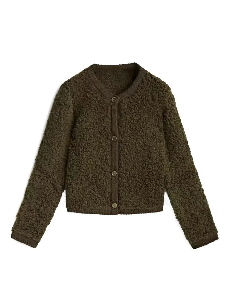Women's Cardigan - Soft and Warm - Button Closure - Relaxed Fit - Short Length