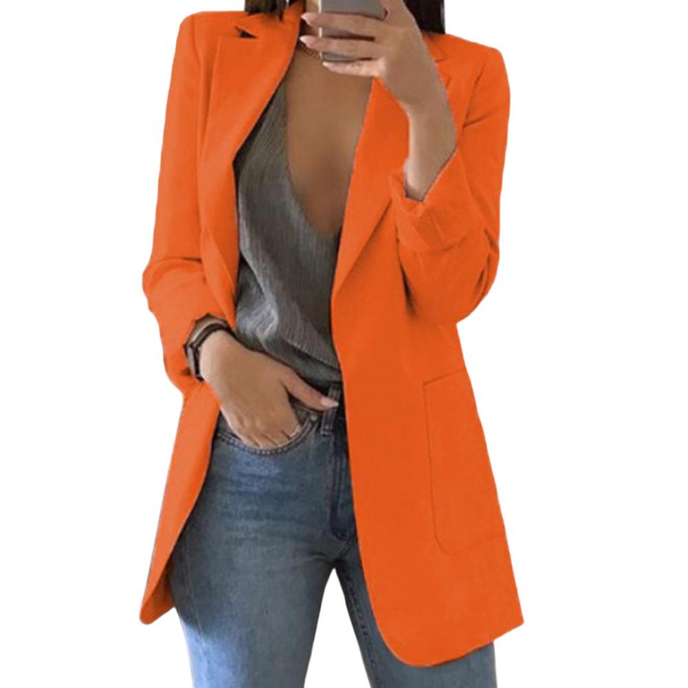 Women's Blazer – Tailored Fit – Hip Length – Large Pockets – Open Front