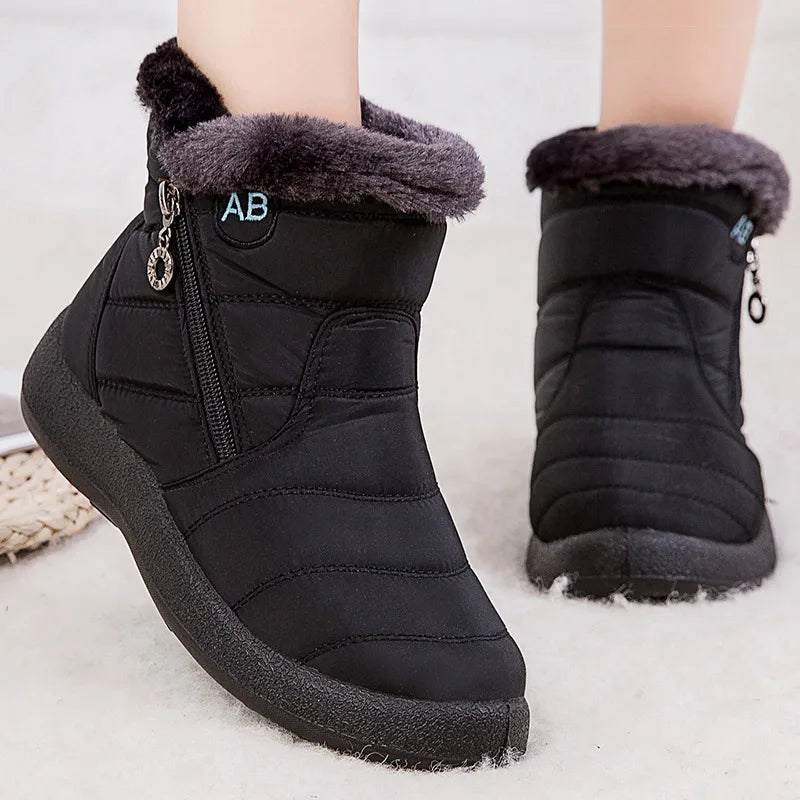 Women's Snow Boots – Mid-Calf – Water-Repellent – Fur-Lined – Zipper Closure