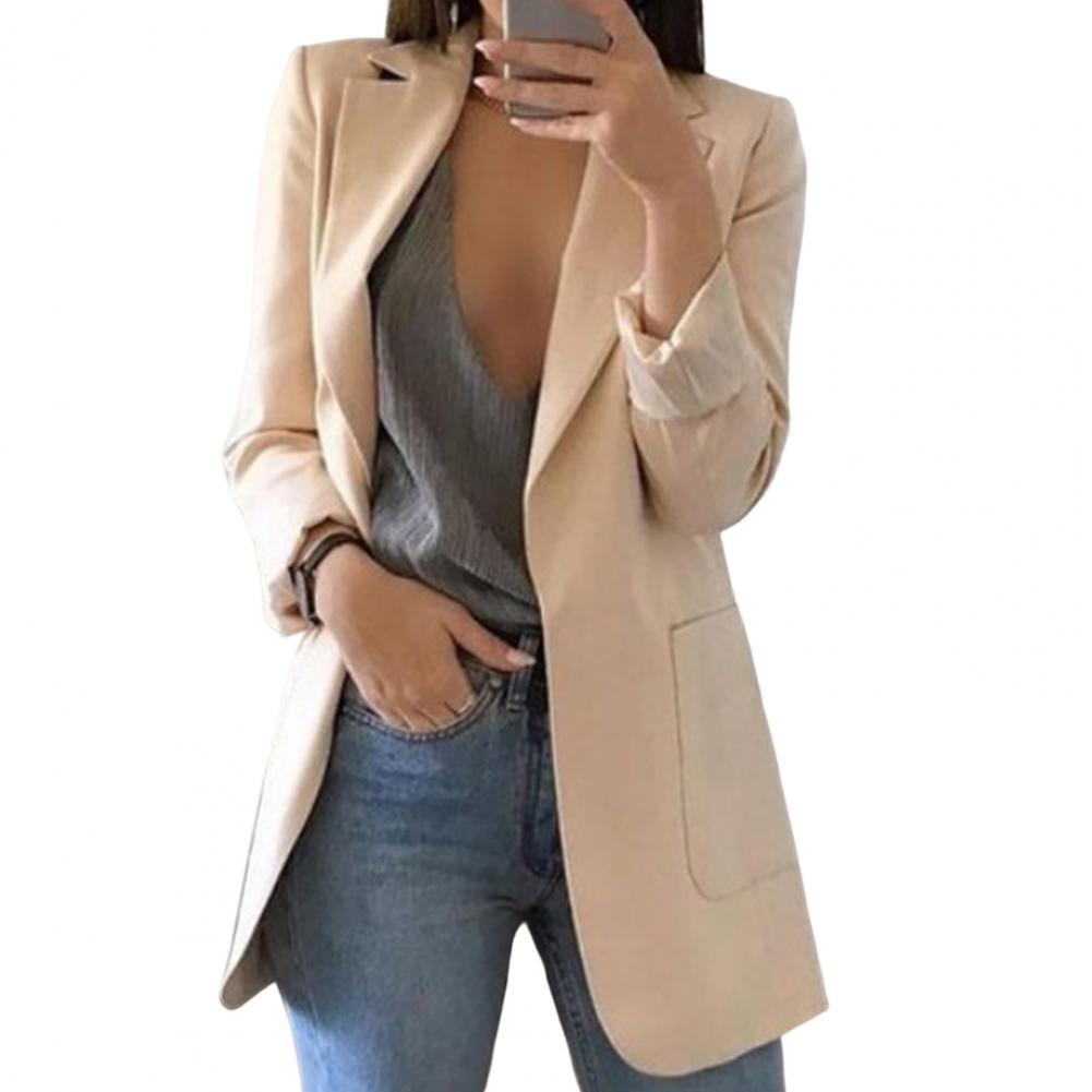 Women's Blazer – Tailored Fit – Hip Length – Large Pockets – Open Front