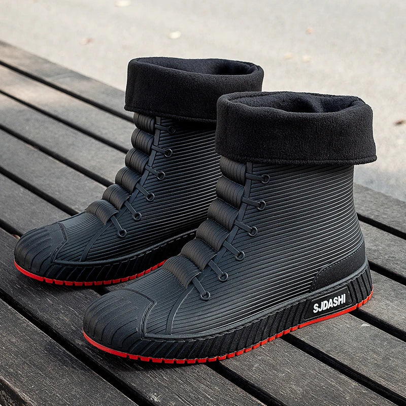 Men's Shoes High Top – Waterproof – Fleece Lined – Sturdy Sole – Mid-Height Shaft