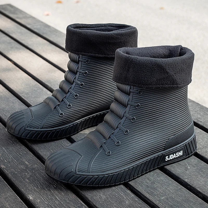 Men's Shoes High Top – Waterproof – Fleece Lined – Sturdy Sole – Mid-Height Shaft