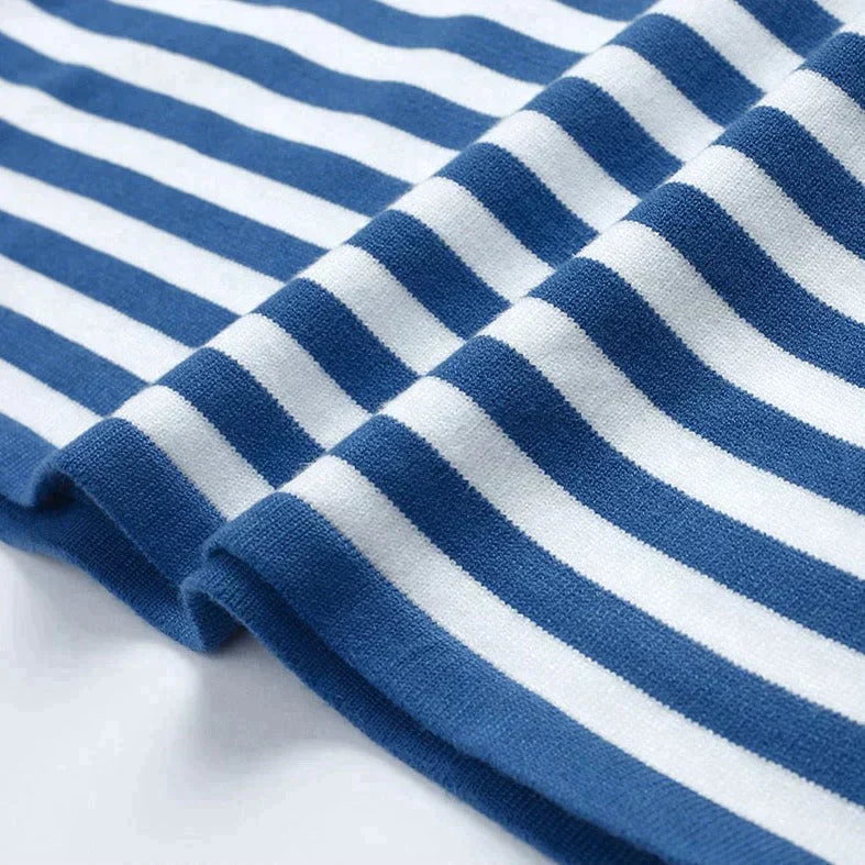Ivy Cotton Top | Horizontal Stripe Long Sleeve Top