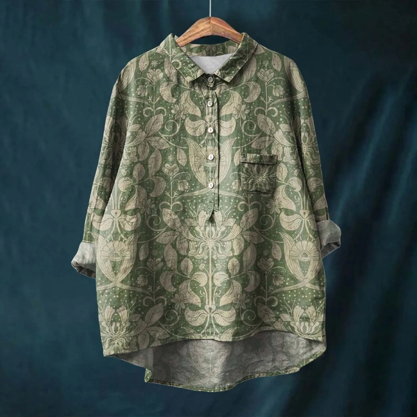 Women's Shirt – Oversized Fit – Breathable Fabric – Floral Print – Casual Style
