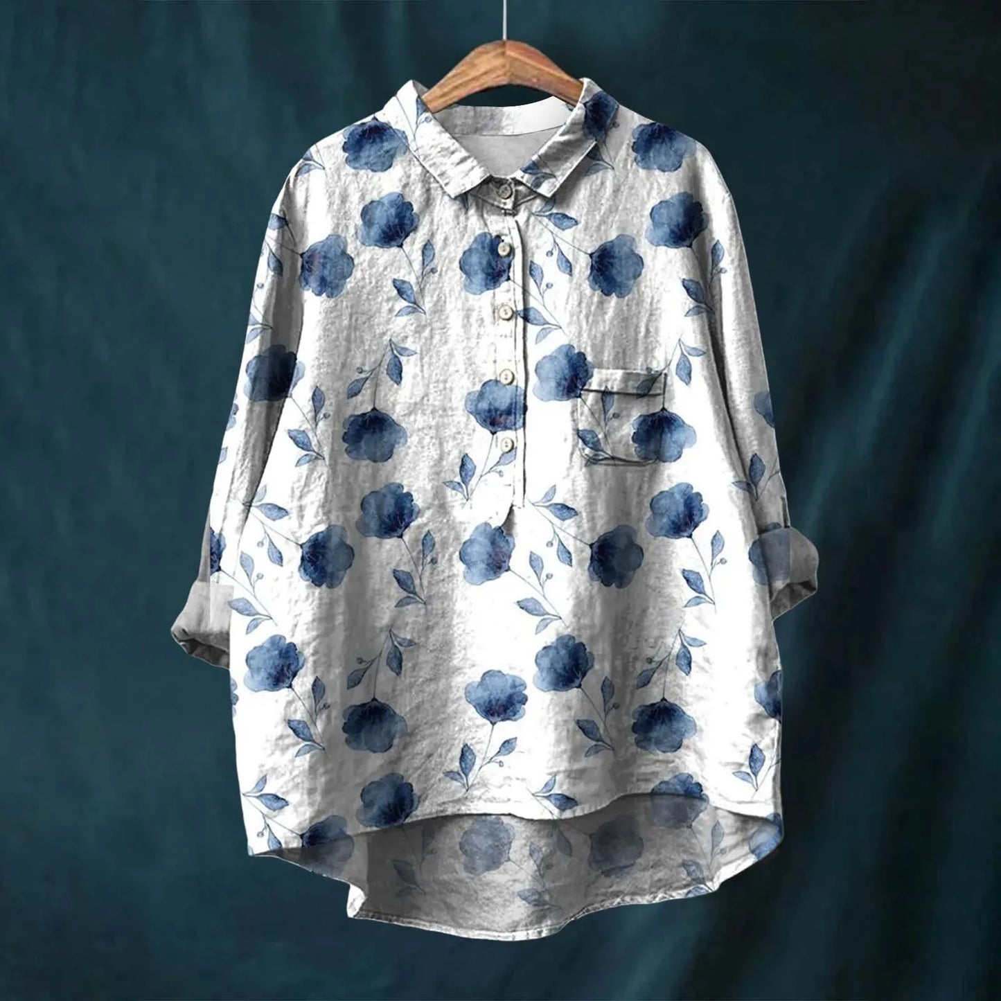 Women's Shirt – Oversized Fit – Breathable Fabric – Floral Print – Casual Style