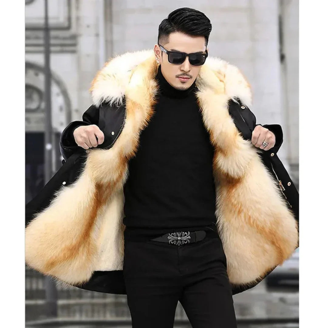 Men's Parka Jacket – Water-Repellent – Fur-Lined Hood – Spacious Fit – Long Model