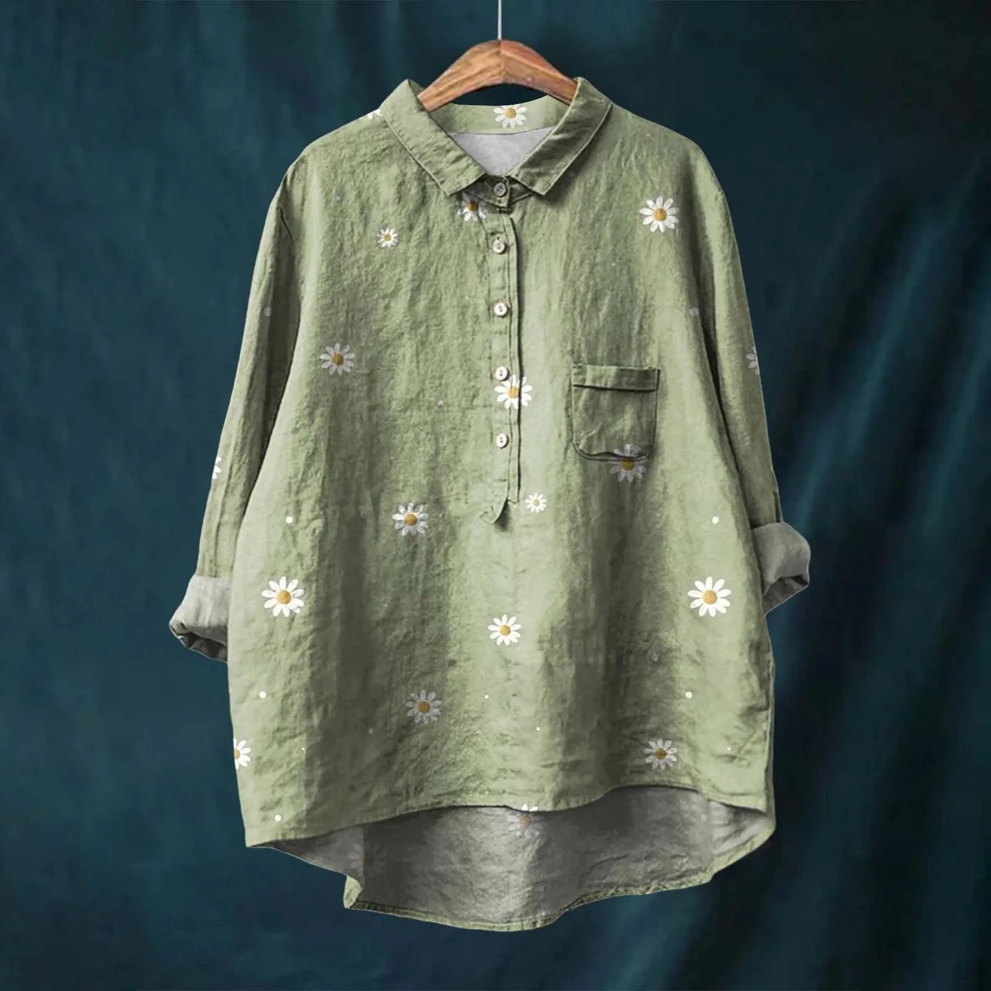 Women's Shirt – Oversized Fit – Breathable Fabric – Floral Print – Casual Style