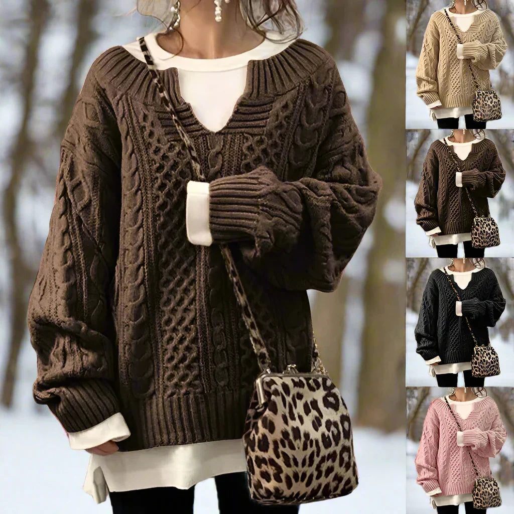 Ava Wool Cable-Knit Knitted Sweater | Oversized Knitted Sweater