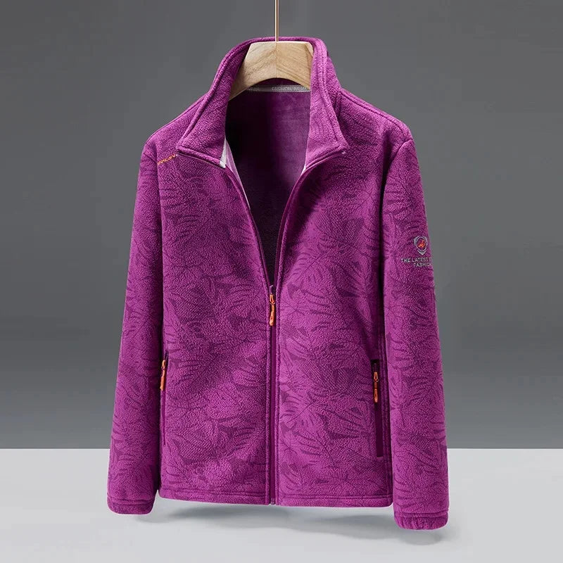 Men's fleece jacket – standard fit – high collar – zip pockets – soft texture