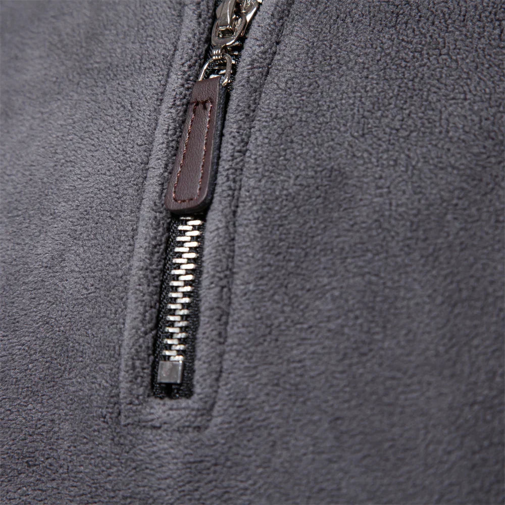 Men's Quarter-Zip Fleece Sweater – Soft and Warm – Long-Sleeved – Relaxed Fit