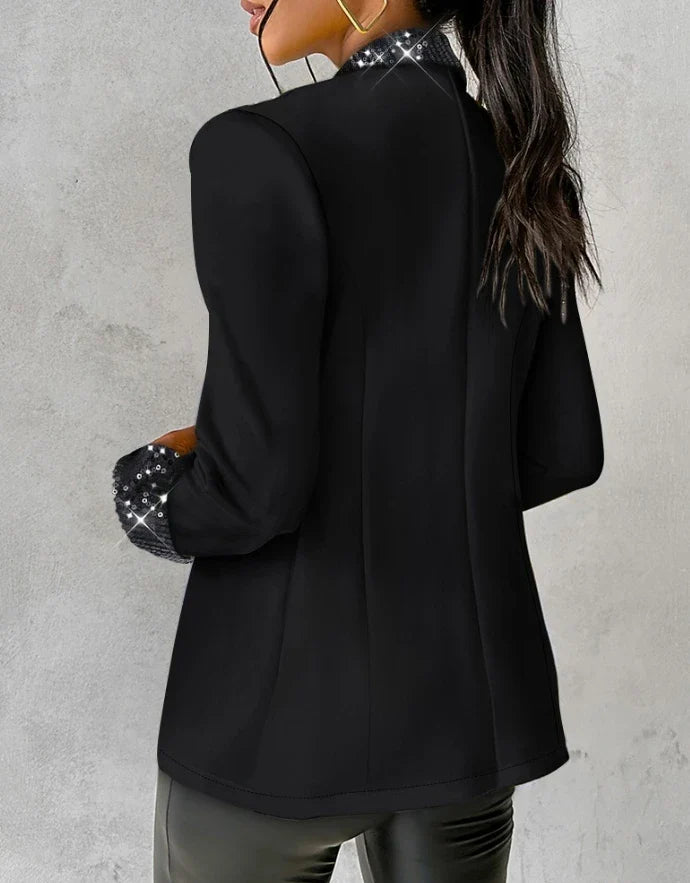 Women's Blazer – Tailored Fit – Sequin Lapels – Long Sleeves Party-Ready Style