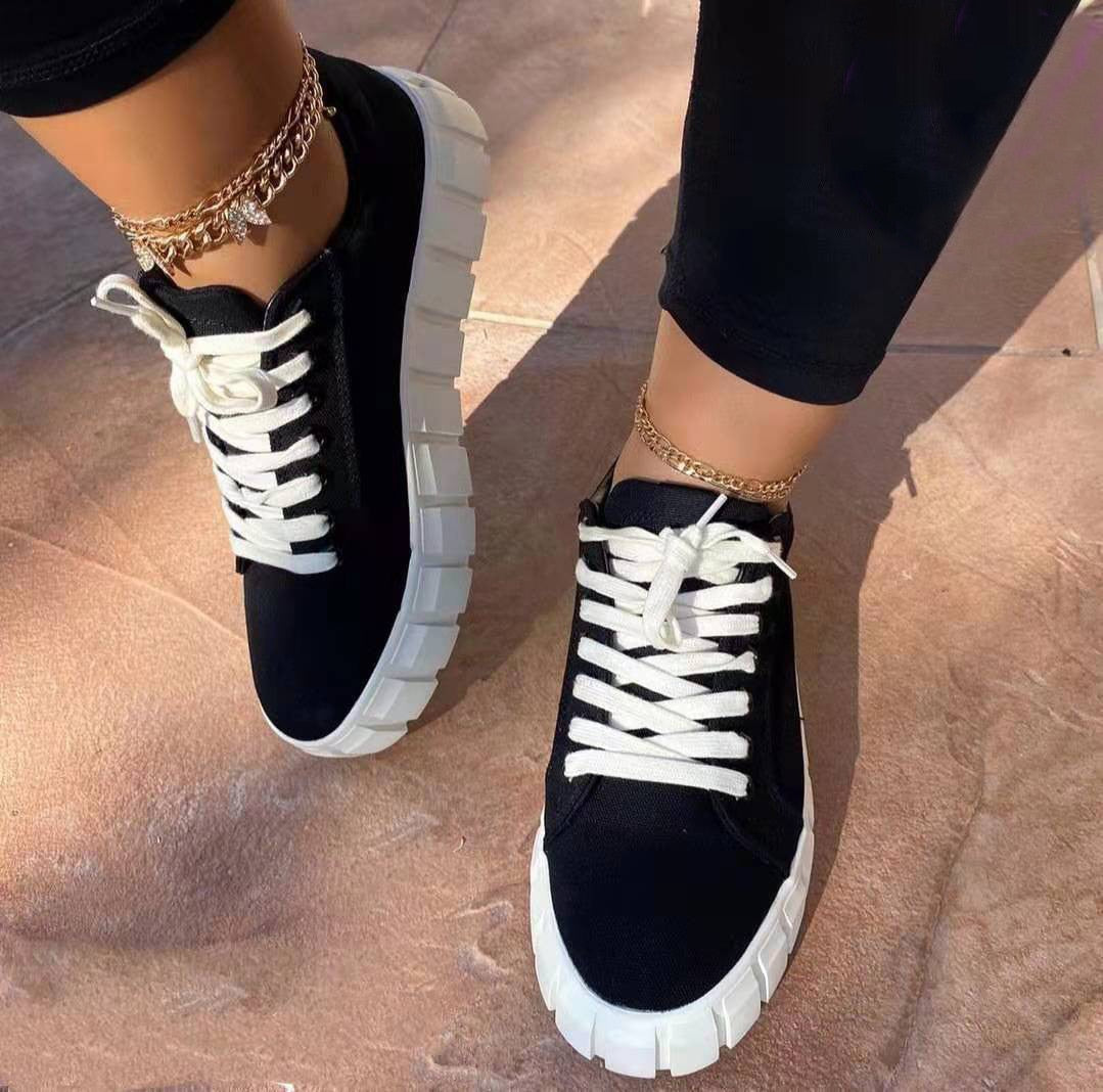 Women's Sneakers – Platform Soles – Supportive Fit – Breathable Material – Trendy Design