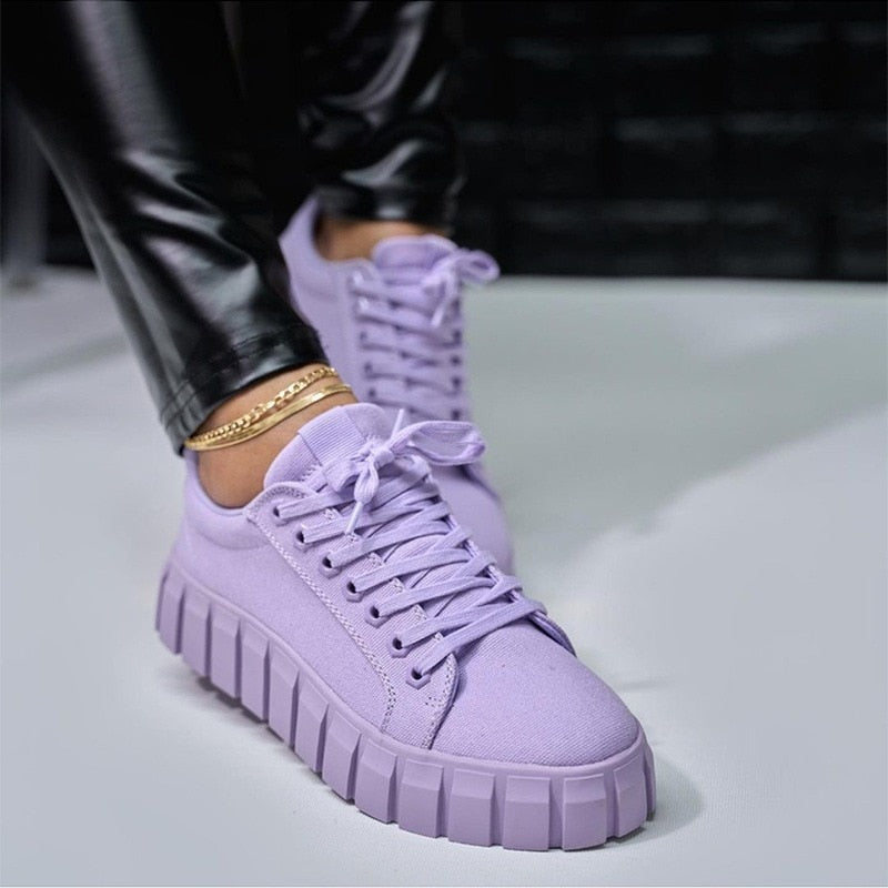 Women's Sneakers – Platform Soles – Supportive Fit – Breathable Material – Trendy Design