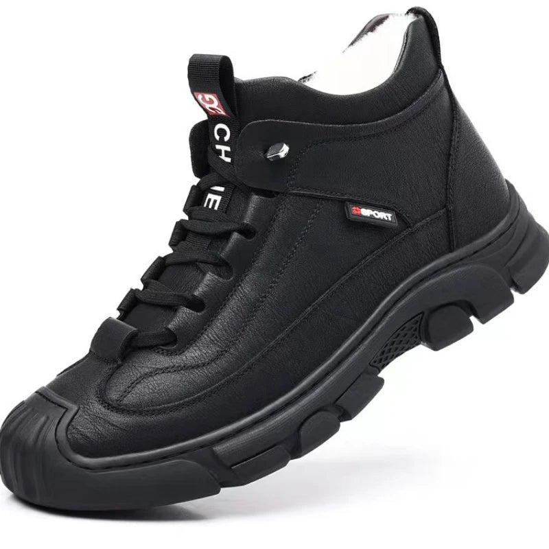 Men's Shoes - Winter Boots with Lined Interior - Non-Slip Rubber Sole - Lace-Up Comfort