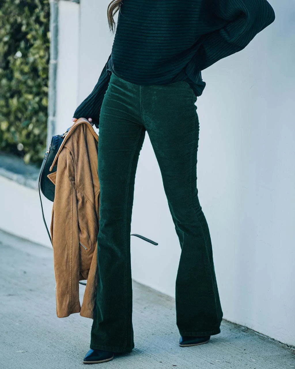 Women's Flared Pants – High Waist – Slim Fit – Soft Stretch – Full Length