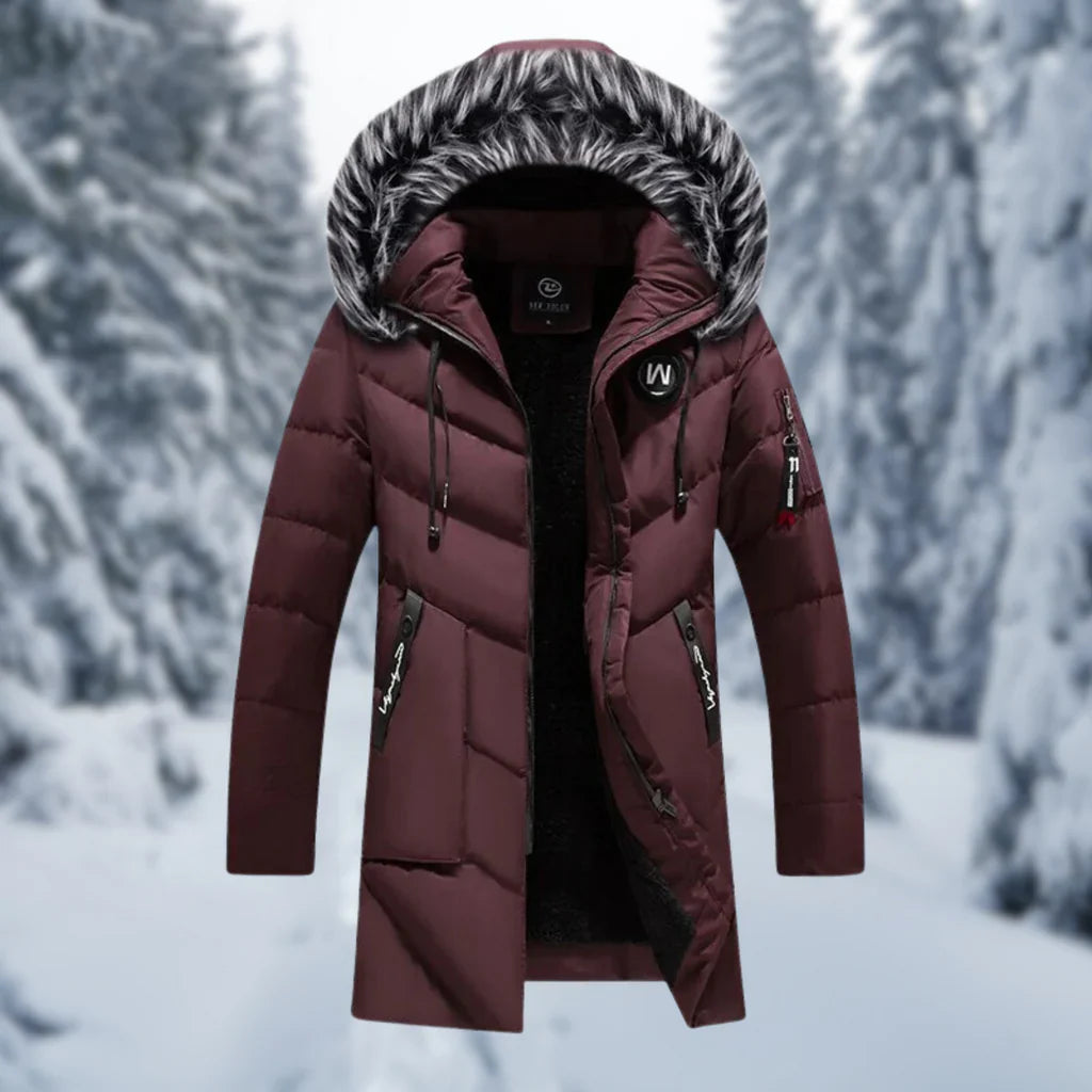 Men's Jacket – Oversized Fit – Padded and Water-Repellent – Faux Fur Hood – Mid-Length