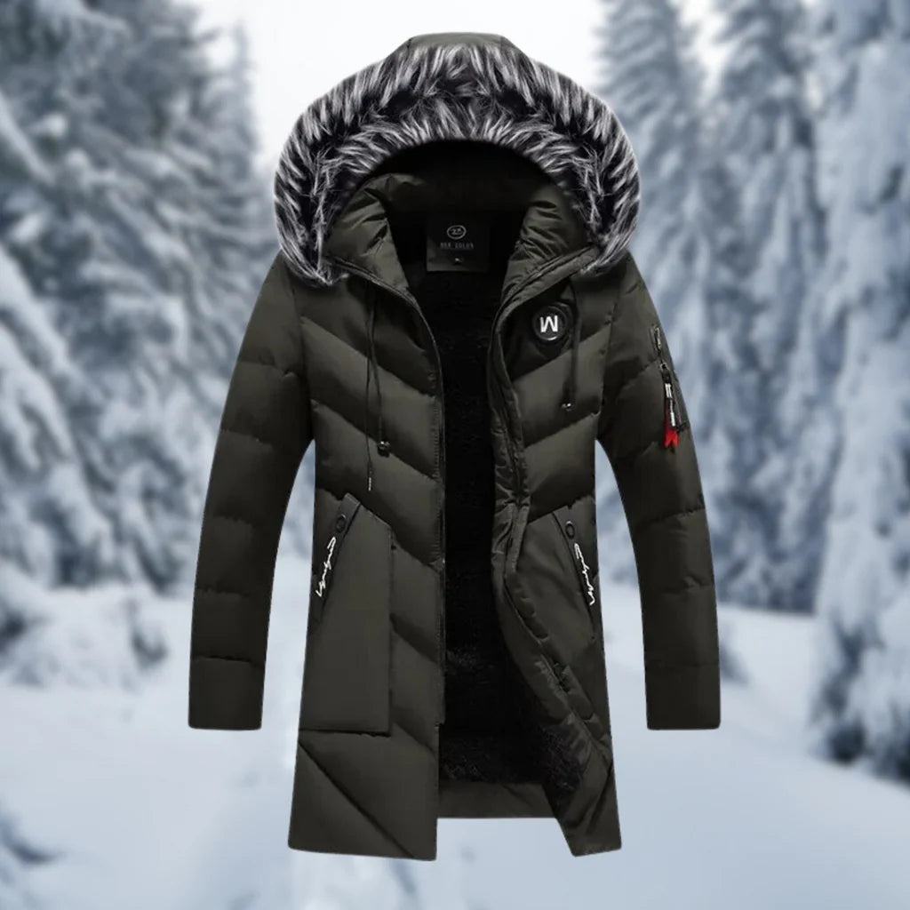 Men's Jacket – Oversized Fit – Padded and Water-Repellent – Faux Fur Hood – Mid-Length
