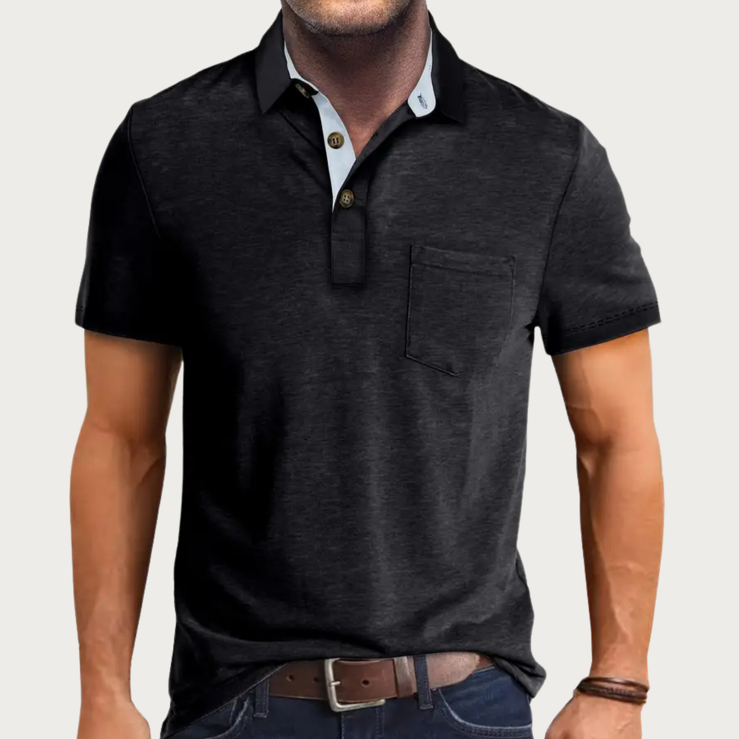 Men's Piqué Shirt – Regular Fit – Short Sleeve – Soft Knit – Chest Pocket – Casual