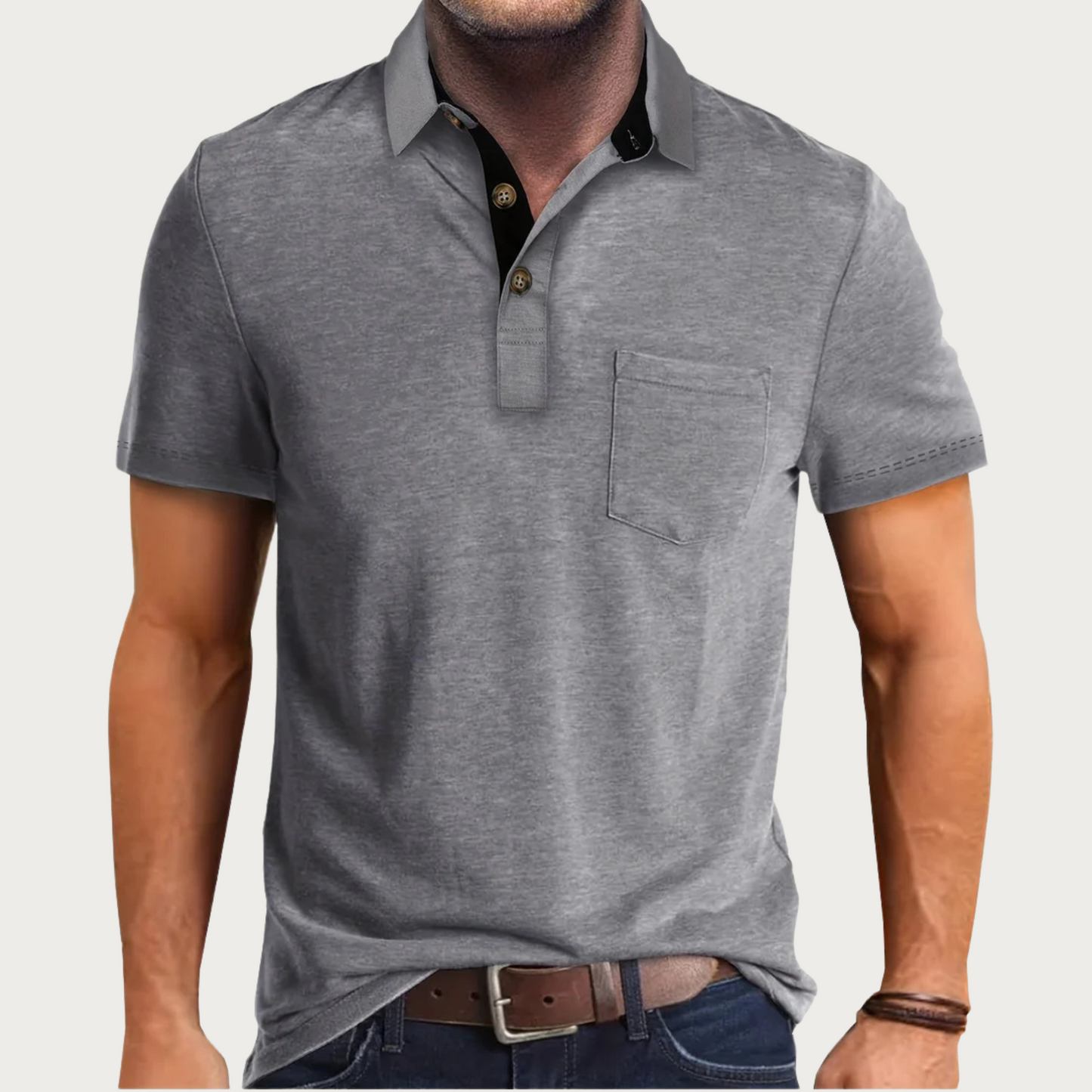 Men's Piqué Shirt – Regular Fit – Short Sleeve – Soft Knit – Chest Pocket – Casual