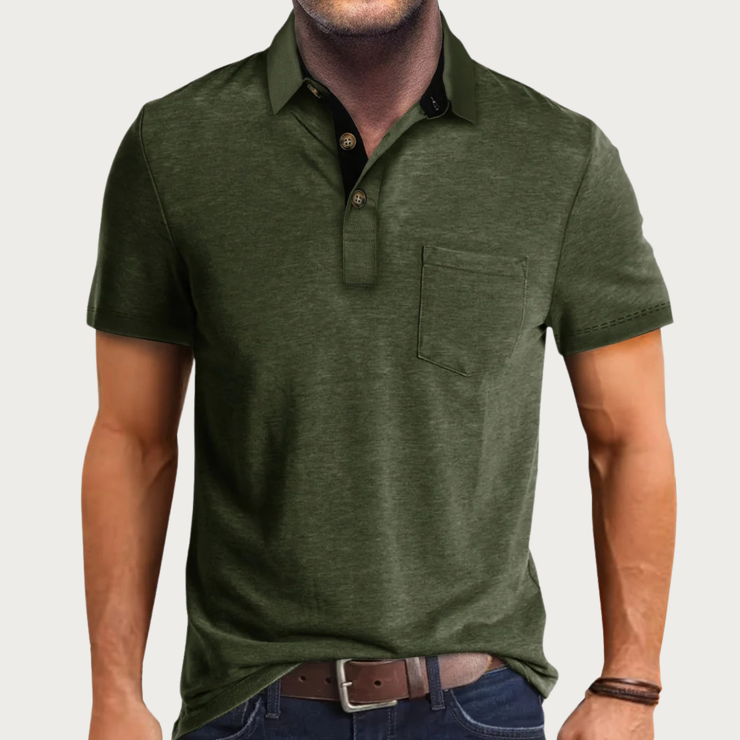 Men's Piqué Shirt – Regular Fit – Short Sleeve – Soft Knit – Chest Pocket – Casual