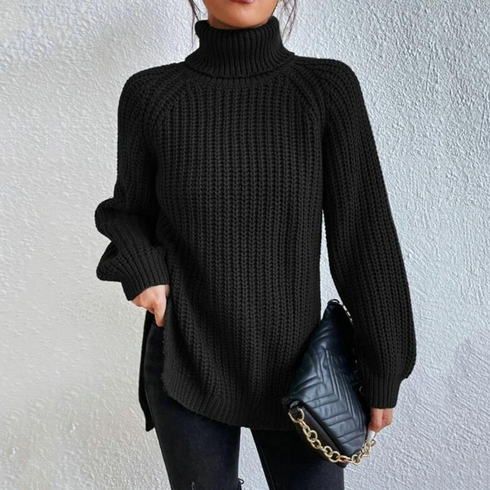 Women's Knitted Sweater - High Turtleneck - Soft and Thick Knit - Relaxed Fit