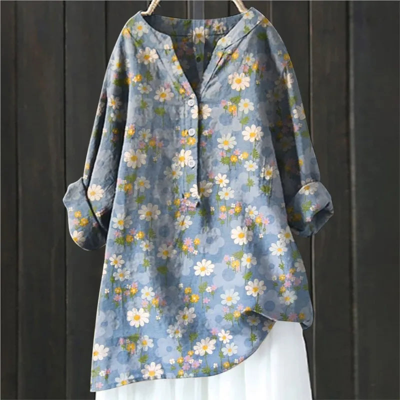 Women's blouse with long sleeves – Relaxed fit – Half button placket – Breathable fabric