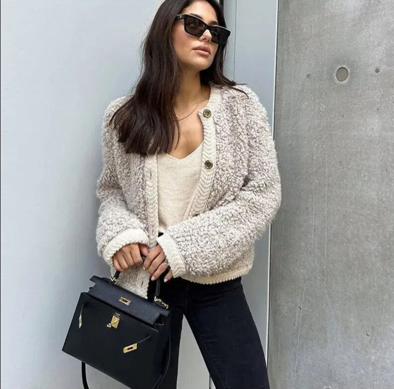 Women's Cardigan - Soft and Warm - Button Closure - Relaxed Fit - Short Length
